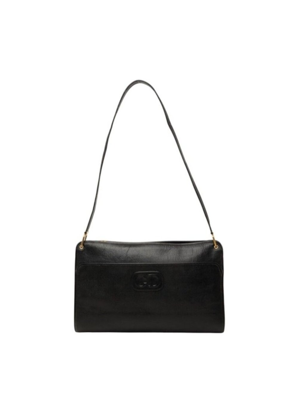 Dior CD Logo Bag Handbag Black Leather